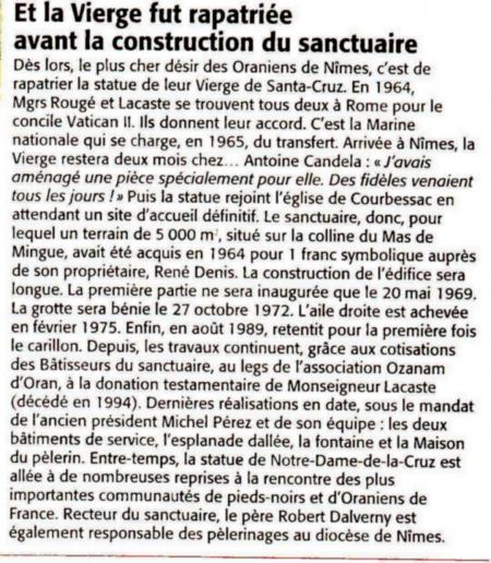 SANTA-CRUZ au Mas de Mingue ( article de MIDI LIBRE)