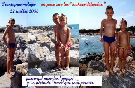 la pause-photo  sur les rochers...interdits par maman ...mamy...