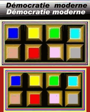  machine à voter ! on appuie sur un bouton correspondant à la couleur de son candidat